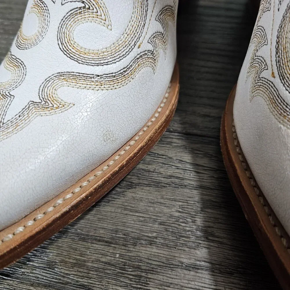 Durango Womens Crush Embroidered Leather Western Boots White Brown Size 9M - Picture 3 of 16